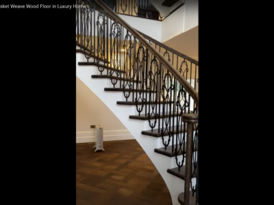 Herringbone Basket Weave Wood Floor in Luxury Home